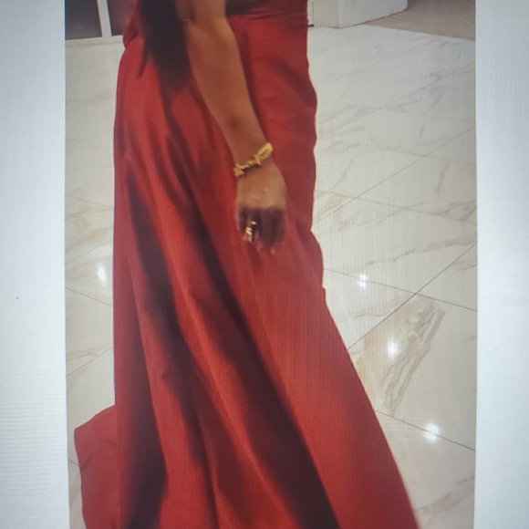 Taffeta Mermaid Evening Dress w/ Overskirt Strapless Long mermaid Dubai Gown - Picture 7 of 11